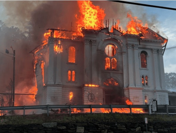 lightning causes fire at historic church