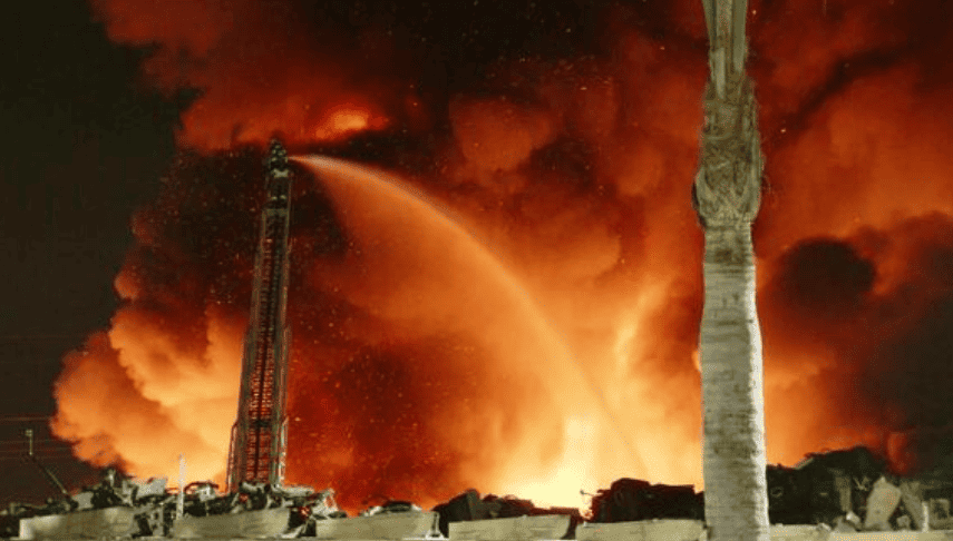 medical supply warehouse in Paramount became fully engulfed in flames