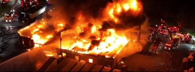 trucking company fire