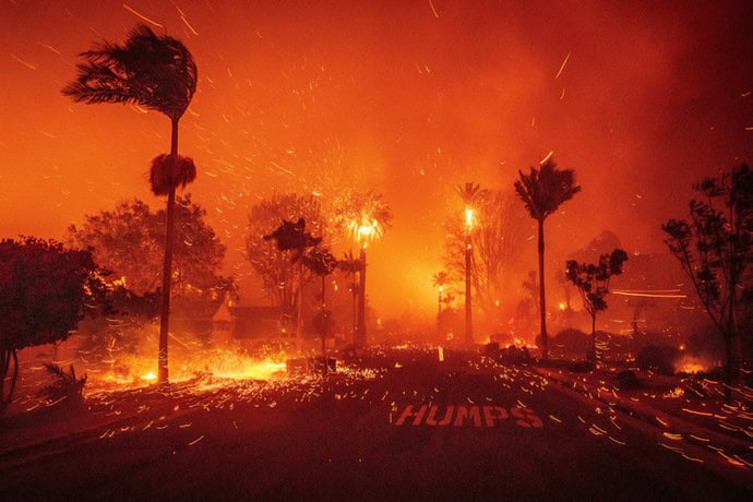 Wildfire Intensified by High Winds in Palisades Neighborhood