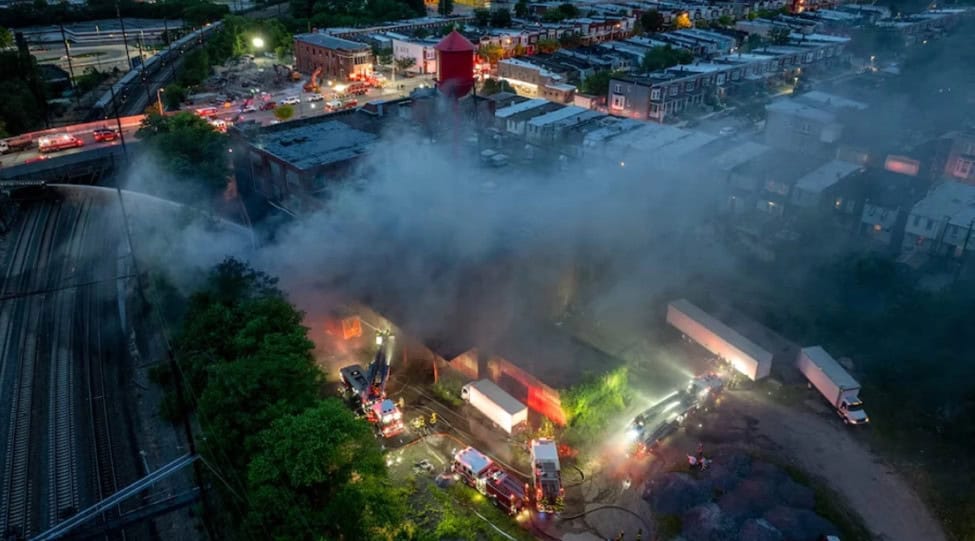 Massive Warehouse Fire Engulfs Baltimore Area
